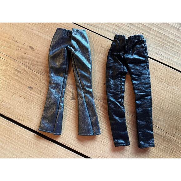 Lot of 2 Vintage Barbie Clothes Faux Leather Pants. Biker. Dress up. Studded. - Picture 2 of 6